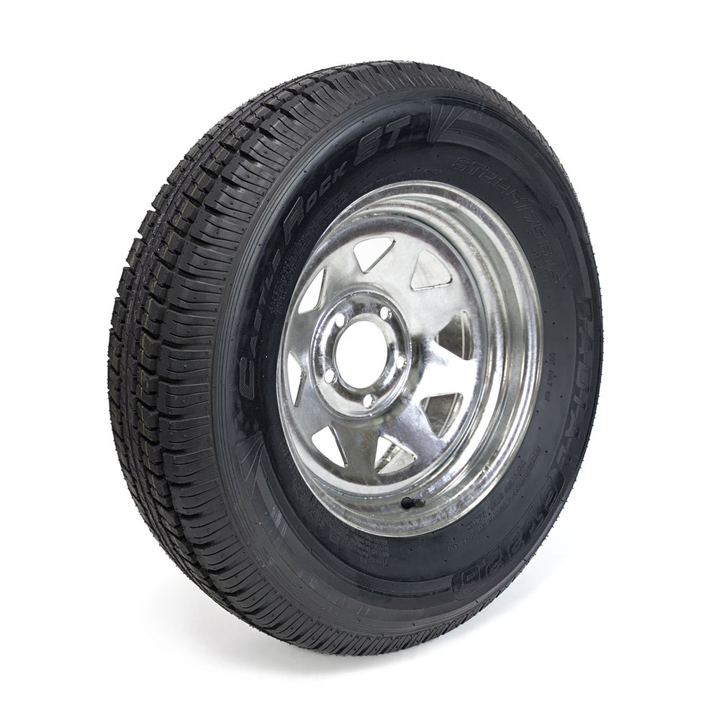 Pneu radial 225/75R15 10 plis LRE 2830 lbs Castle Rock et jante 15" 5 trous galvanisée - RecreaShop