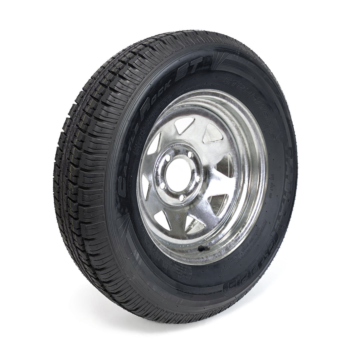 Pneu radial 225/75R15 10 plis LRE 2830 lbs Castle Rock et jante 15" 5 trous galvanisée - RecreaShop
