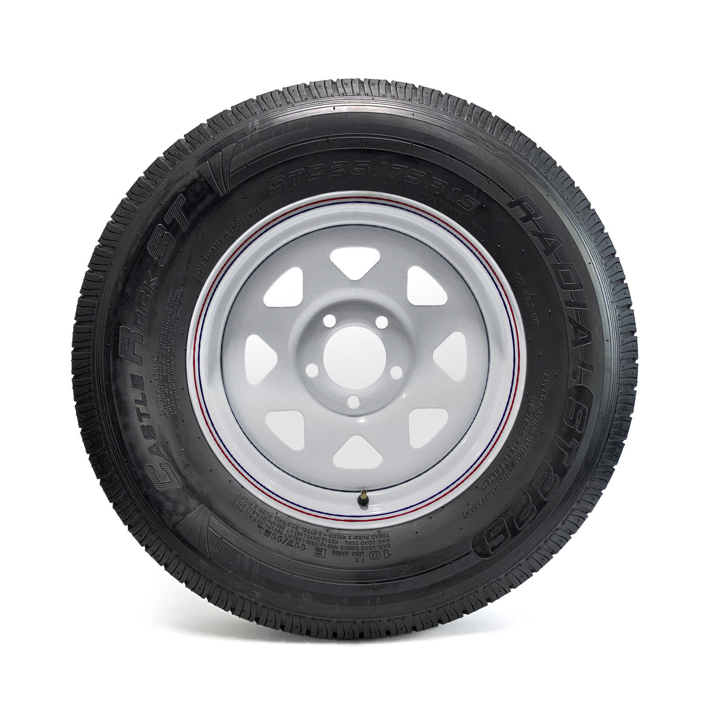 Pneu radial 225/75R15 10 plis LRE 2830 lbs Castle Rock et jante 15" 5 trous rally - RecreaShop