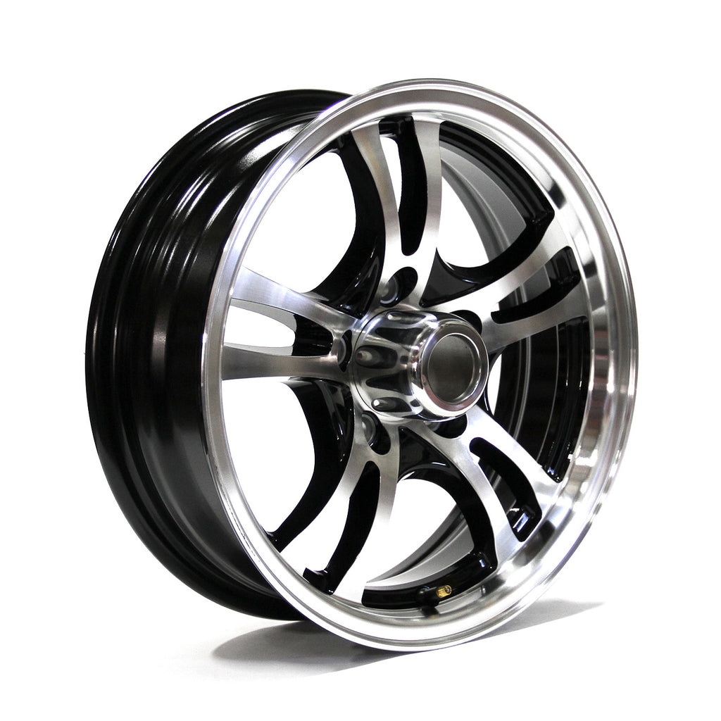 Jante 15" x 5" 5 trous 2150 lbs aluminium noir Jaguar et centre de roue - RecreaShop