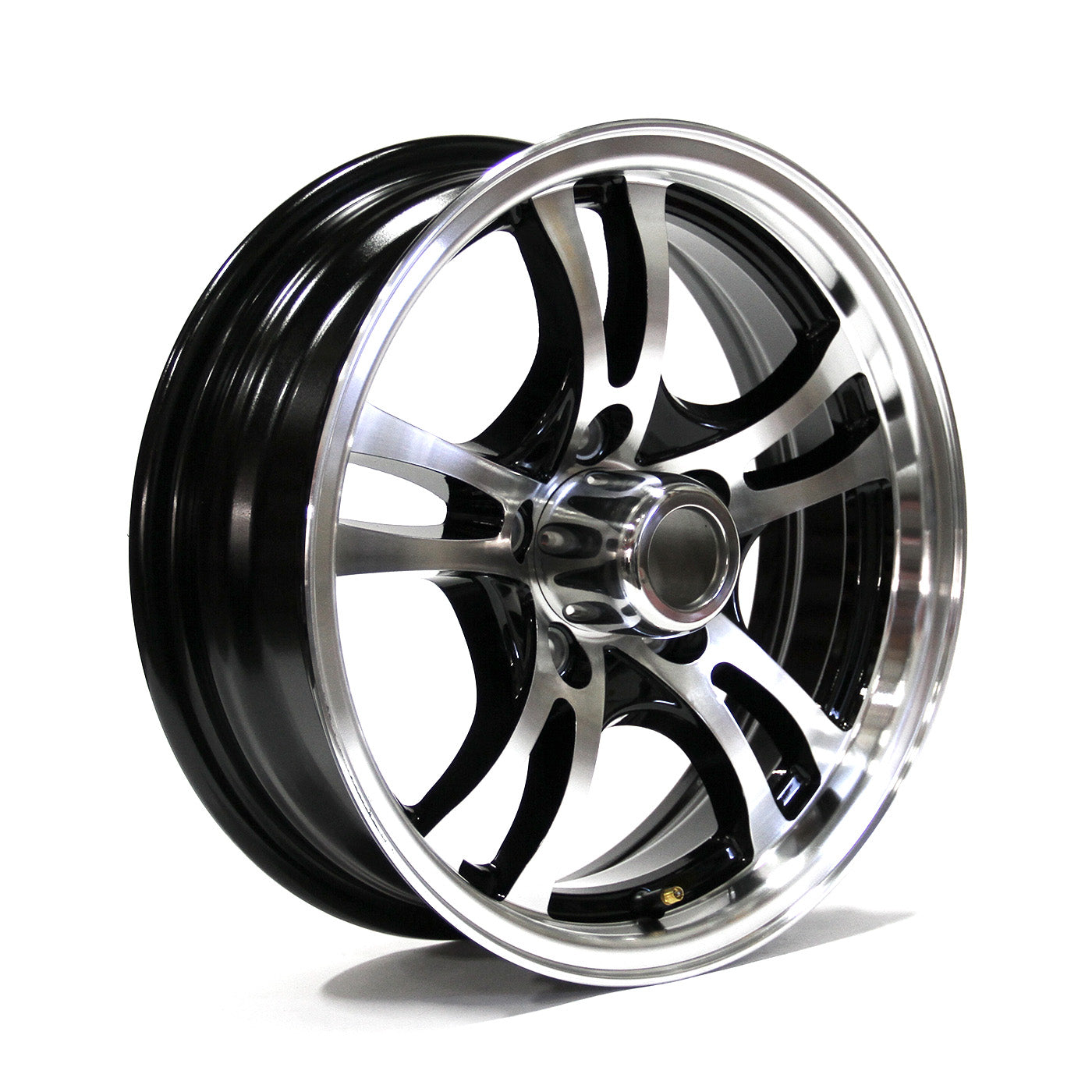 Jante 15" x 5" 5 trous 2150 lbs aluminium noir Jaguar et centre de roue - RecreaShop