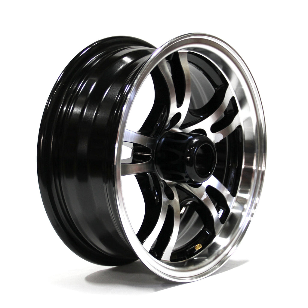 Jante 14" x 5 1/2" 5 trous 2040 lbs aluminium noir Jaguar et centre de roue - RecreaShop