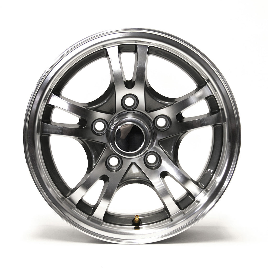 Jante 13" x 5" 5 trous 1600 lbs aluminium Jaguar et centre de roue - RecreaShop