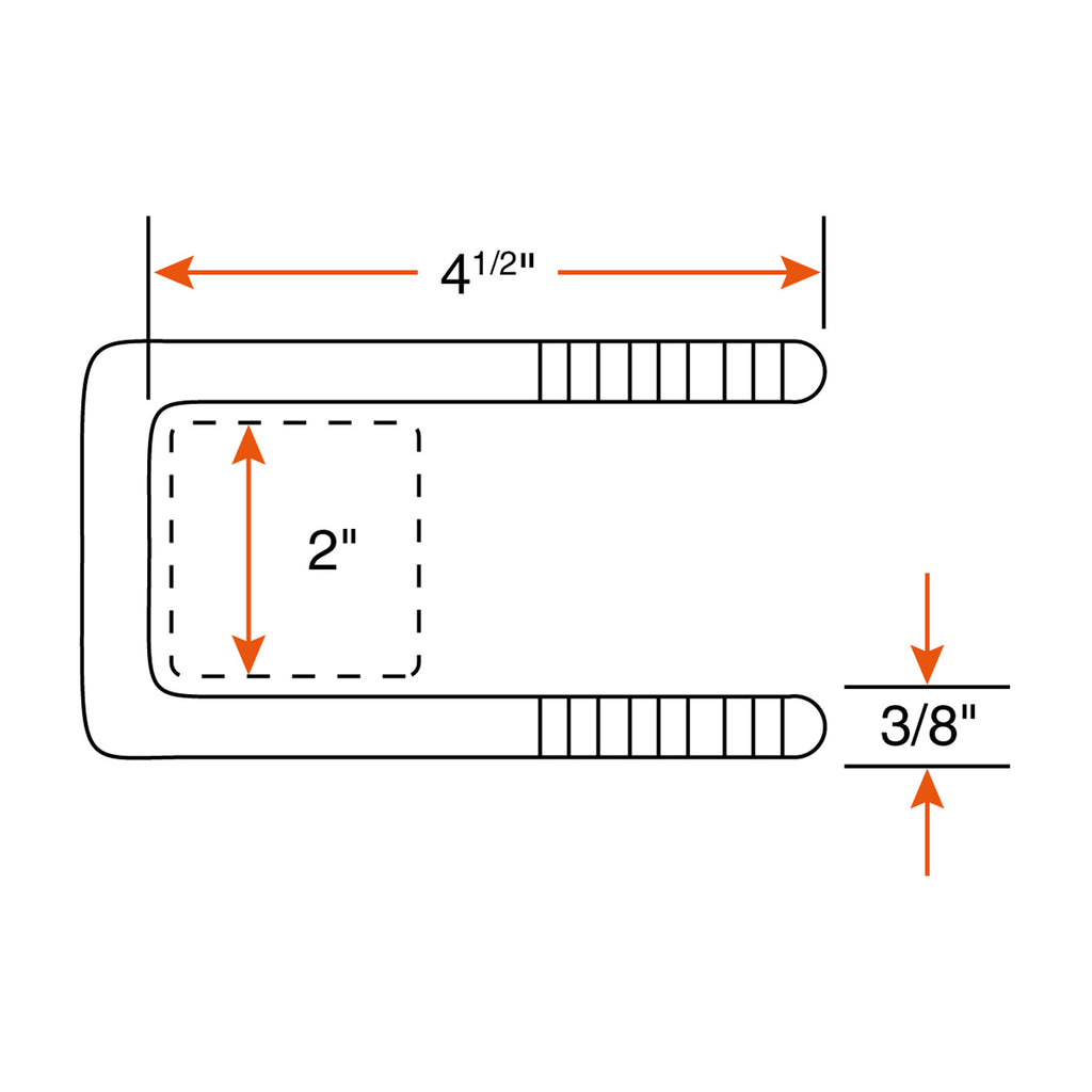 Boulon en U 2" x 4 1/2" carré tige 3/8" - RecreaShop
