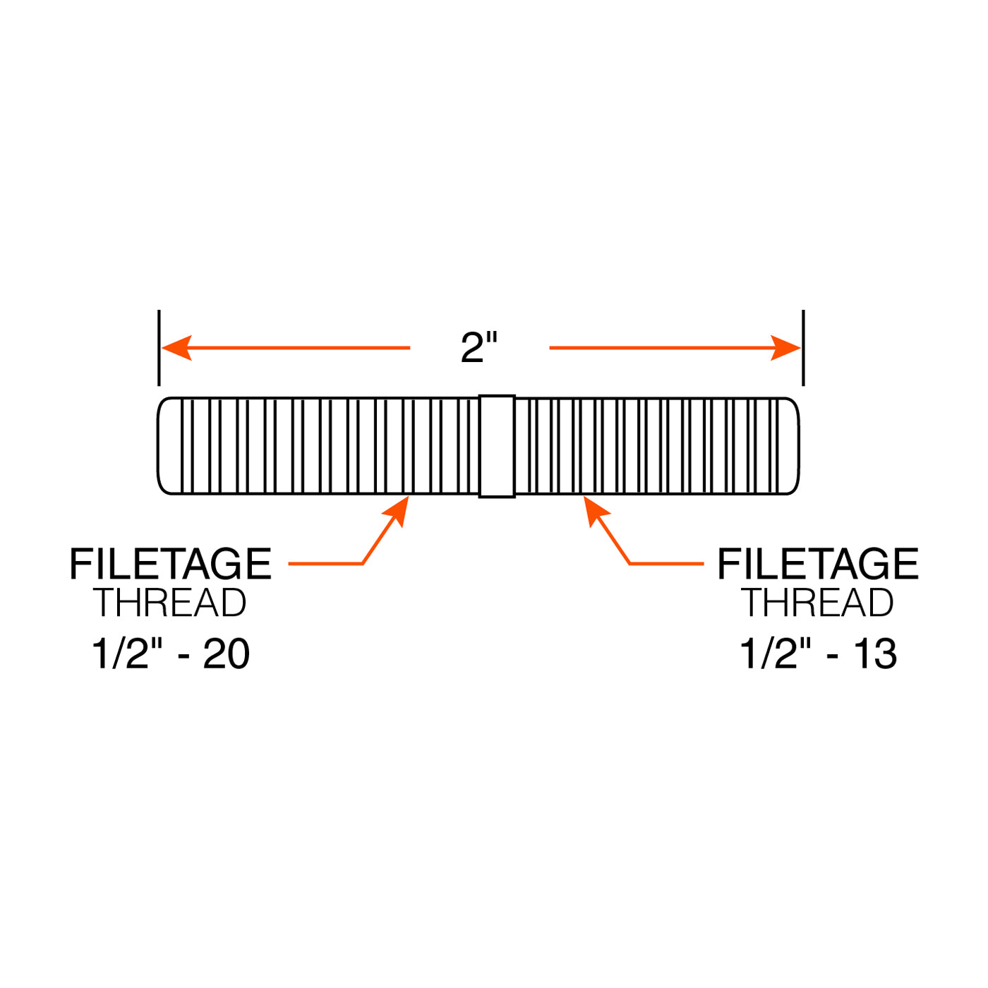 Goujon à visser 1/2"-20 NF et 1/2"-13 NC x 2" - RecreaShop