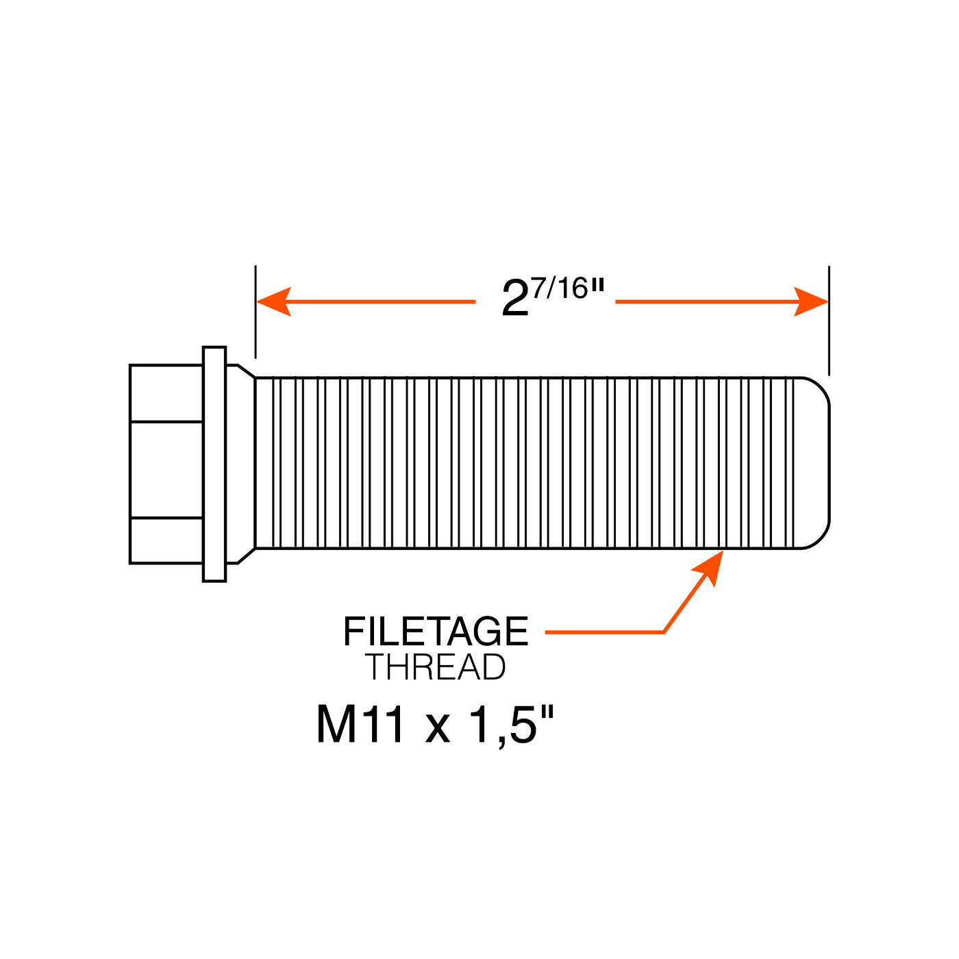Boulon M11 X 1,5" pour frein à disque 3,5K DEXTER - RecreaShop