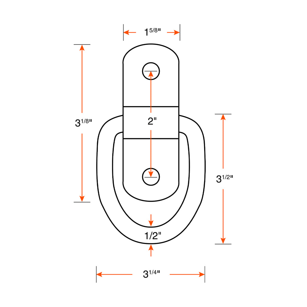 Anneau d'arrimage à boulonner 10K 1/2" x 3 1/4" x 3 1/2" zingué - RecreaShop