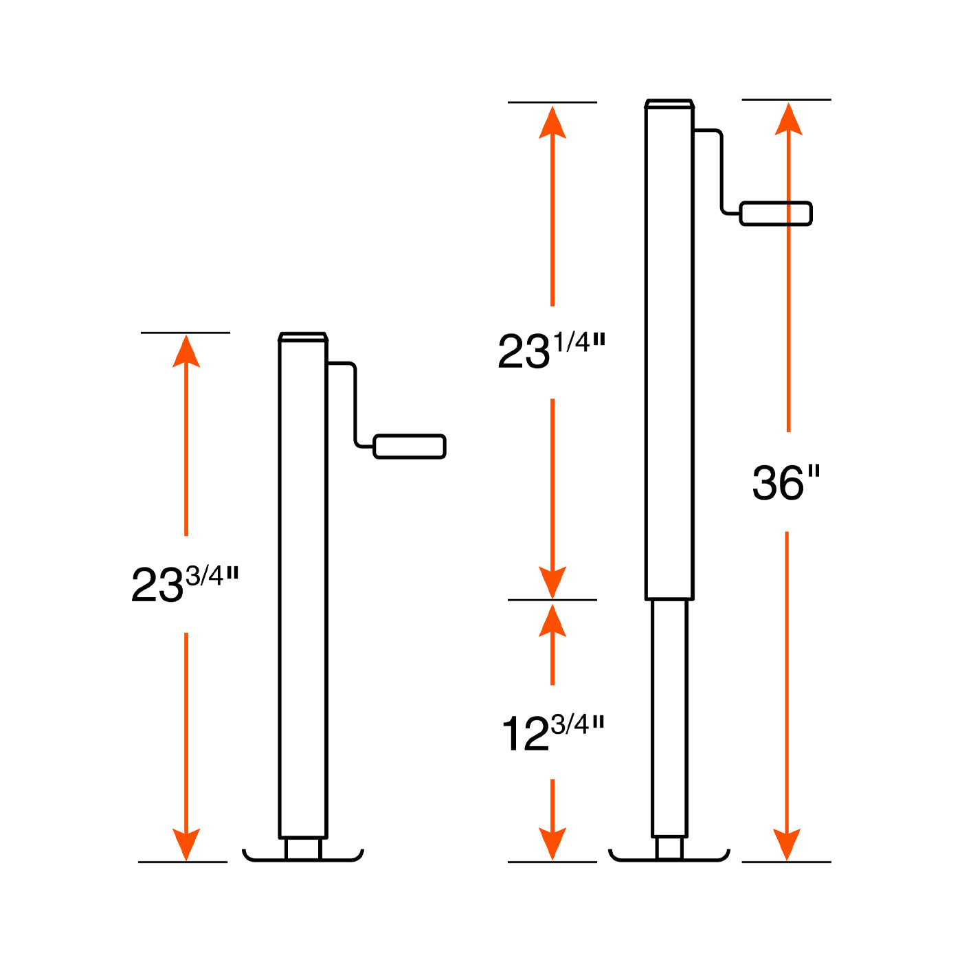 Vérin ajustable 8K 11 1/2" poignée de côté sans sleeve - RecreaShop