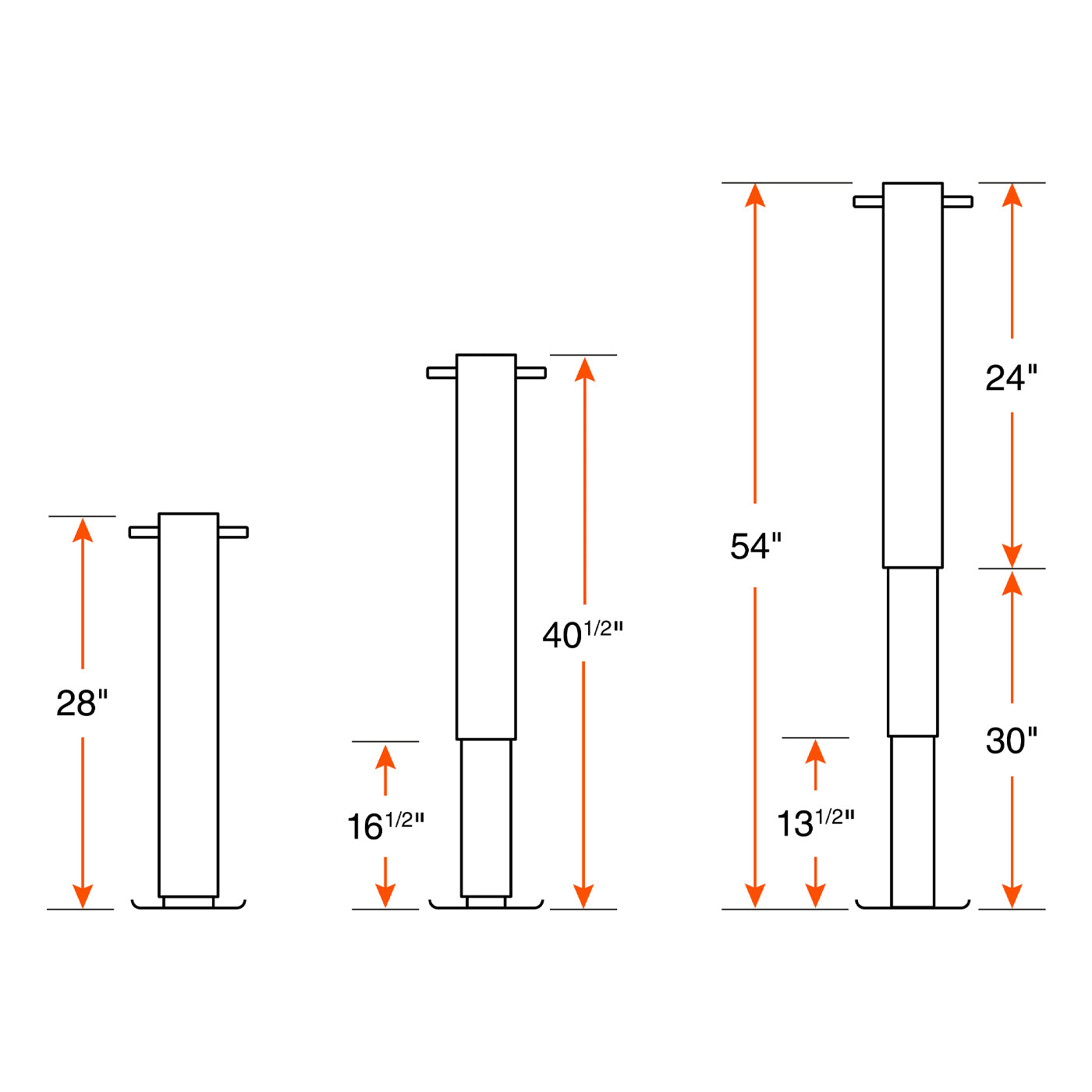 Vérin ajustable 12K 12 1/2" zinc poignée avant et base renforcie RAM - RecreaShop