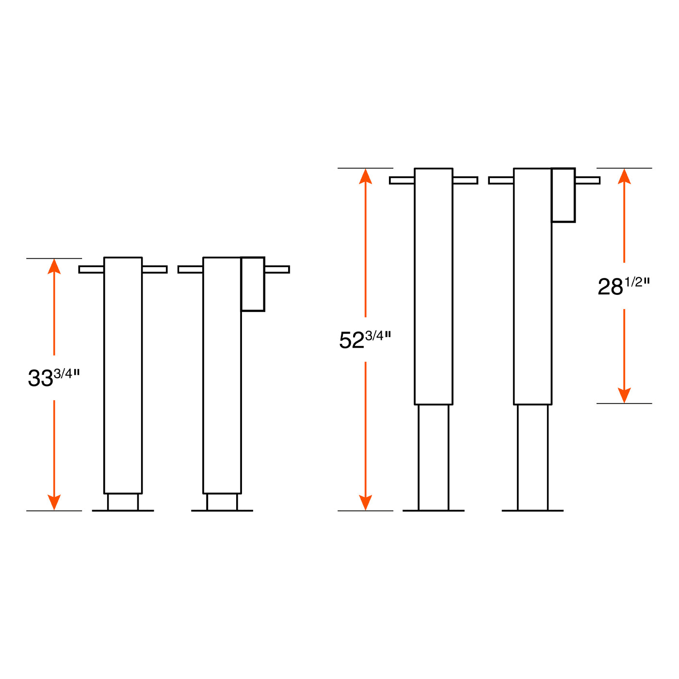 Vérin double 50K 18,9" sabot pivotant (quincaillerie et tige incluses) RAM - RecreaShop