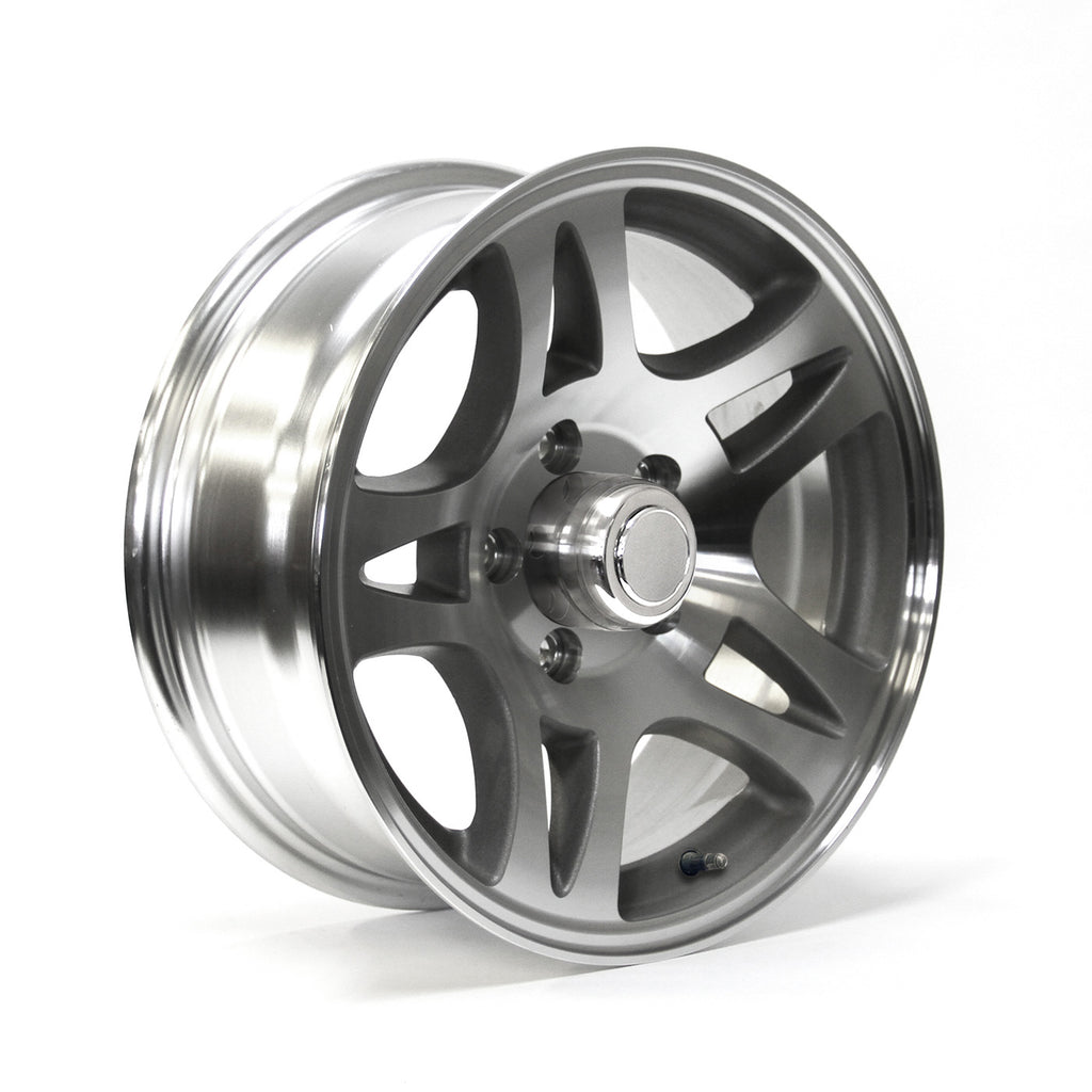 Jante 15" x 6" 5 trous 2150 lbs aluminium modèle-S5 et centre de roue - RecreaShop