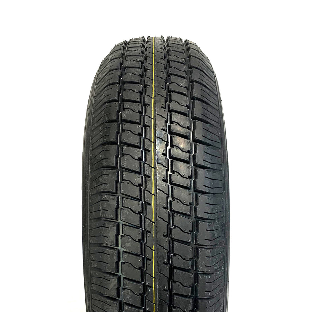 Pneu radial 205/75R14 6 plis LRC 1760 lbs Castle Rock et jante 14" 5 trous aluminium Jaguar - RecreaShop