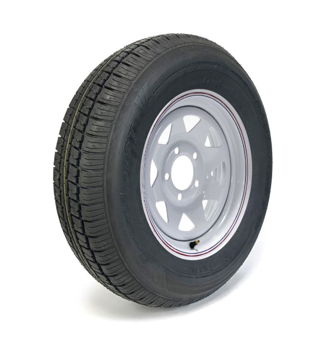 Pneu radial 205/75R14 6 plis LRC 1760 lbs Castle Rock et jante 14" 5 trous rally - Récréashop