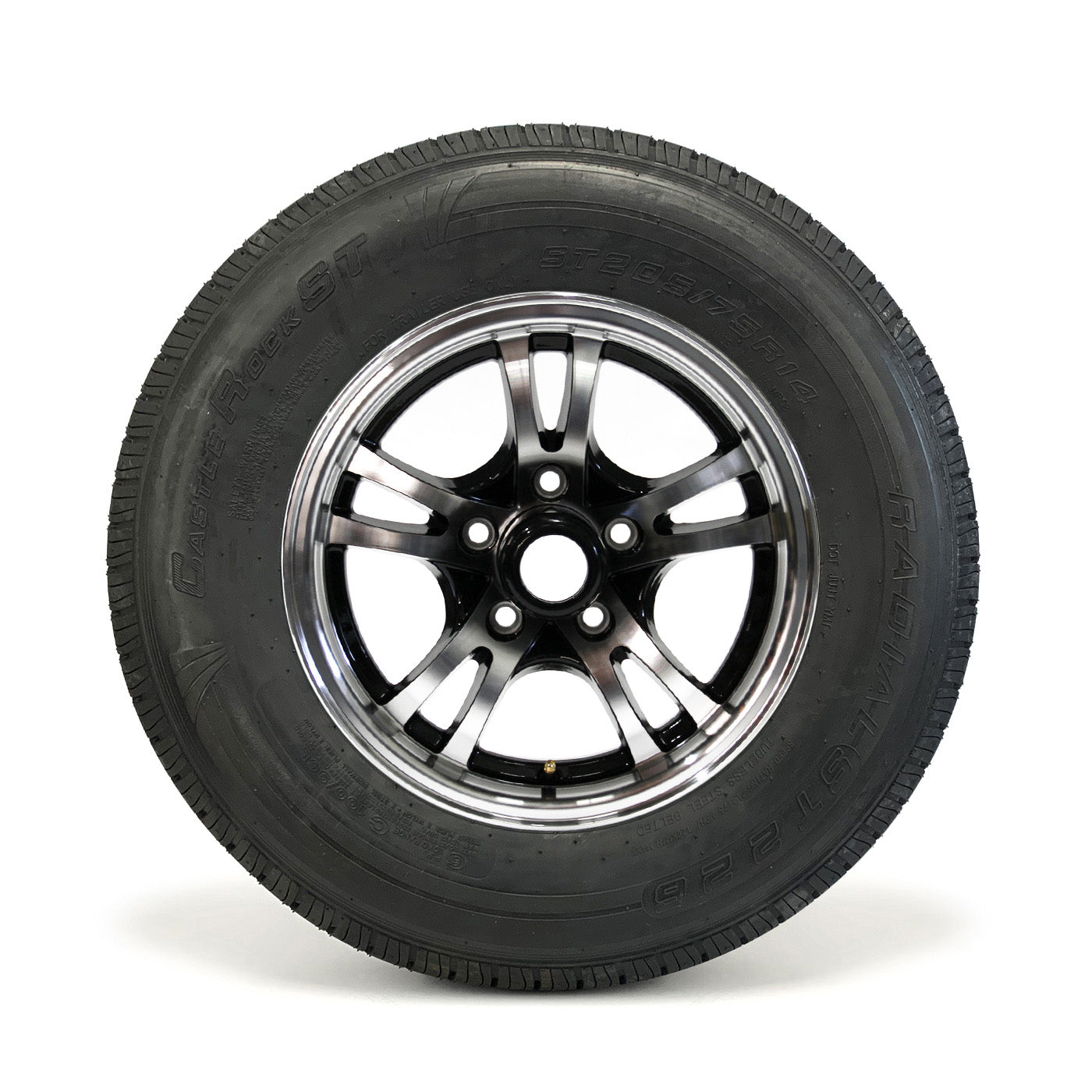 Pneu radial 205/75R14 6 plis LRC 1760 lbs Castle Rock et jante 14" 5 trous aluminium Jaguar - RecreaShop