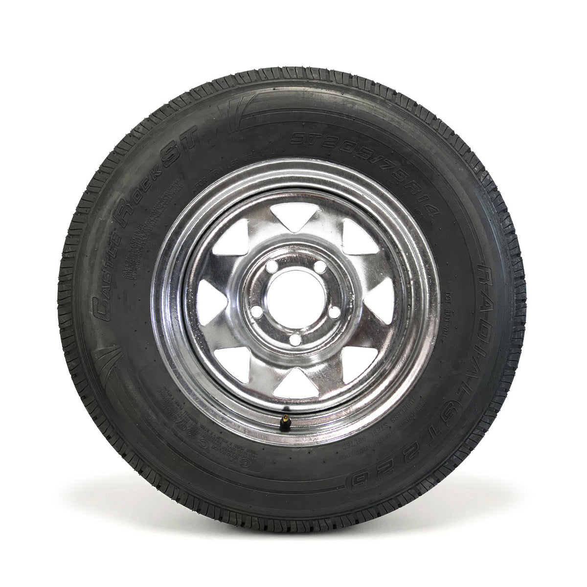Pneu radial 205/75R14 6 plis LRC 1760 lbs Castle Rock et jante 14" 5 trous galvanisée - RecreaShop
