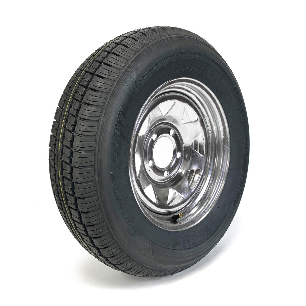 Pneu radial 205/75R14 6 plis LRC 1760 lbs Castle Rock et jante 14" 5 trous galvanisée - RecreaShop
