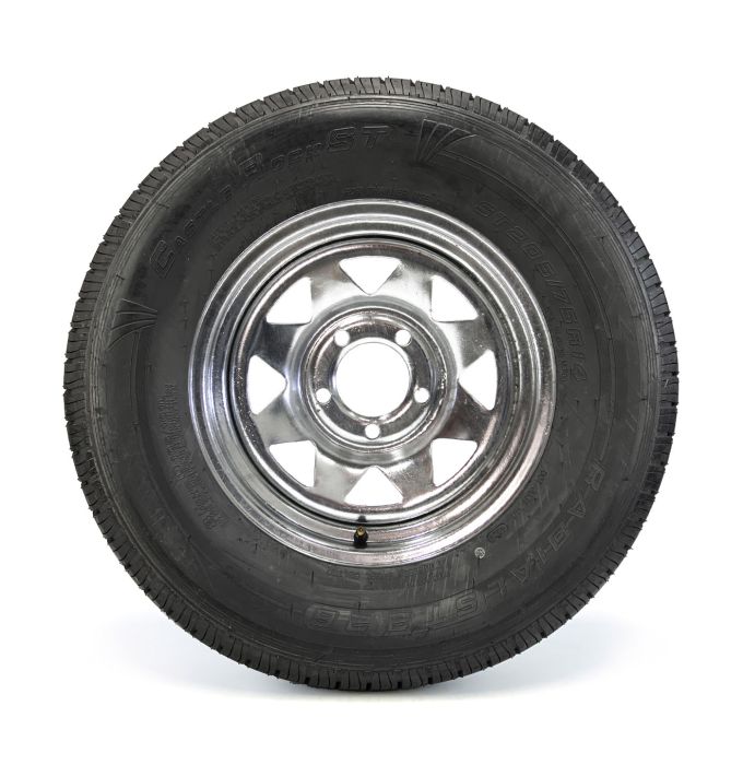 Pneu radial 205/75R14 8 plis LRD 2040 lbs Castle Rock et jante 14" 5 trous galvanisée - Récréashop