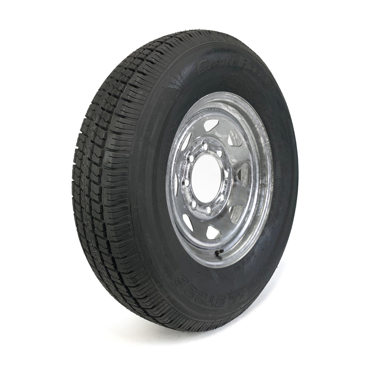 Pneu radial 235/80R16 10 plis LRE 3520 lbs Castle Rock et jante 16" 8 trous galvanisée - RecreaShop