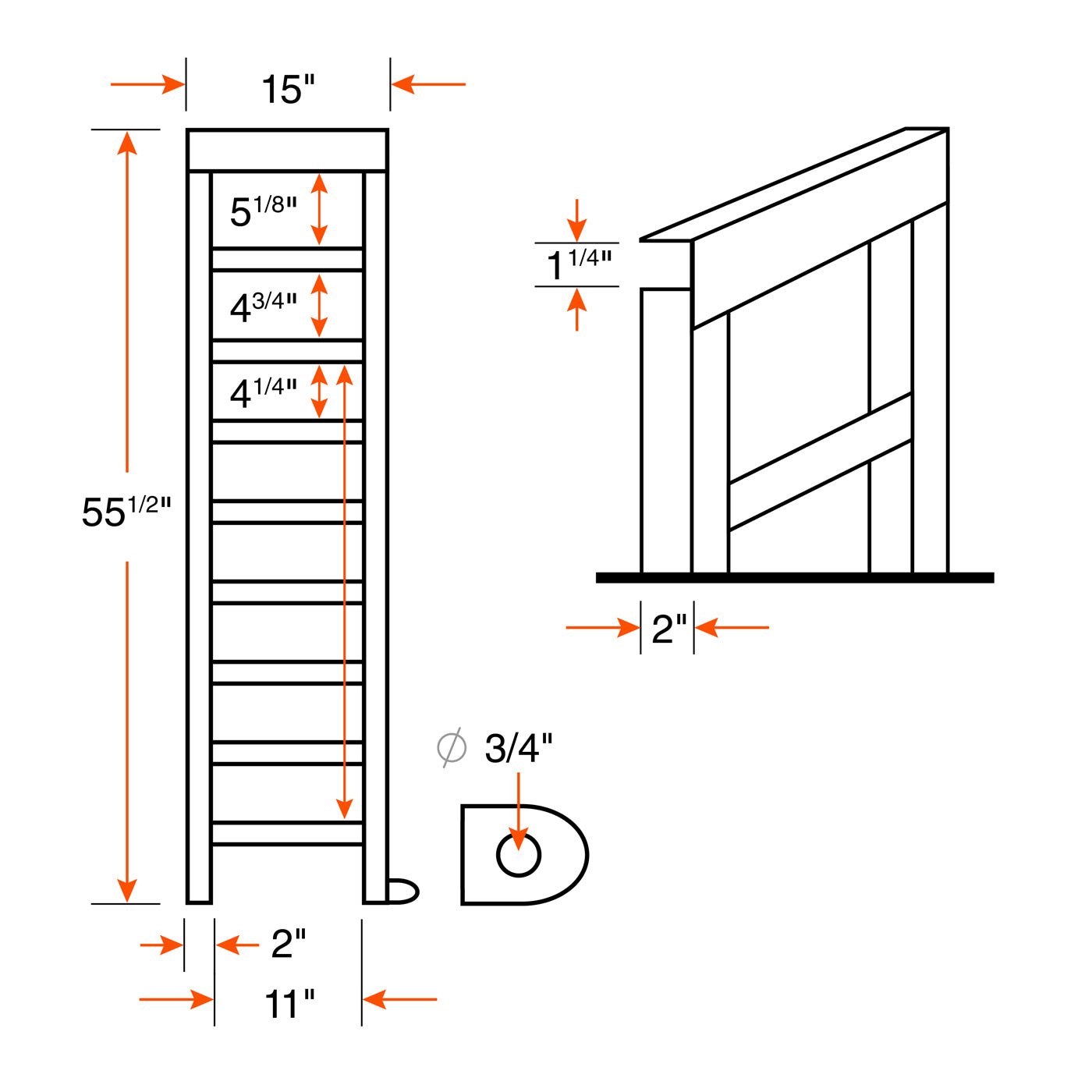 Rampe de chargement 55 1/2" x 15" x 2" acier galvanisé 3,5K - RecreaShop