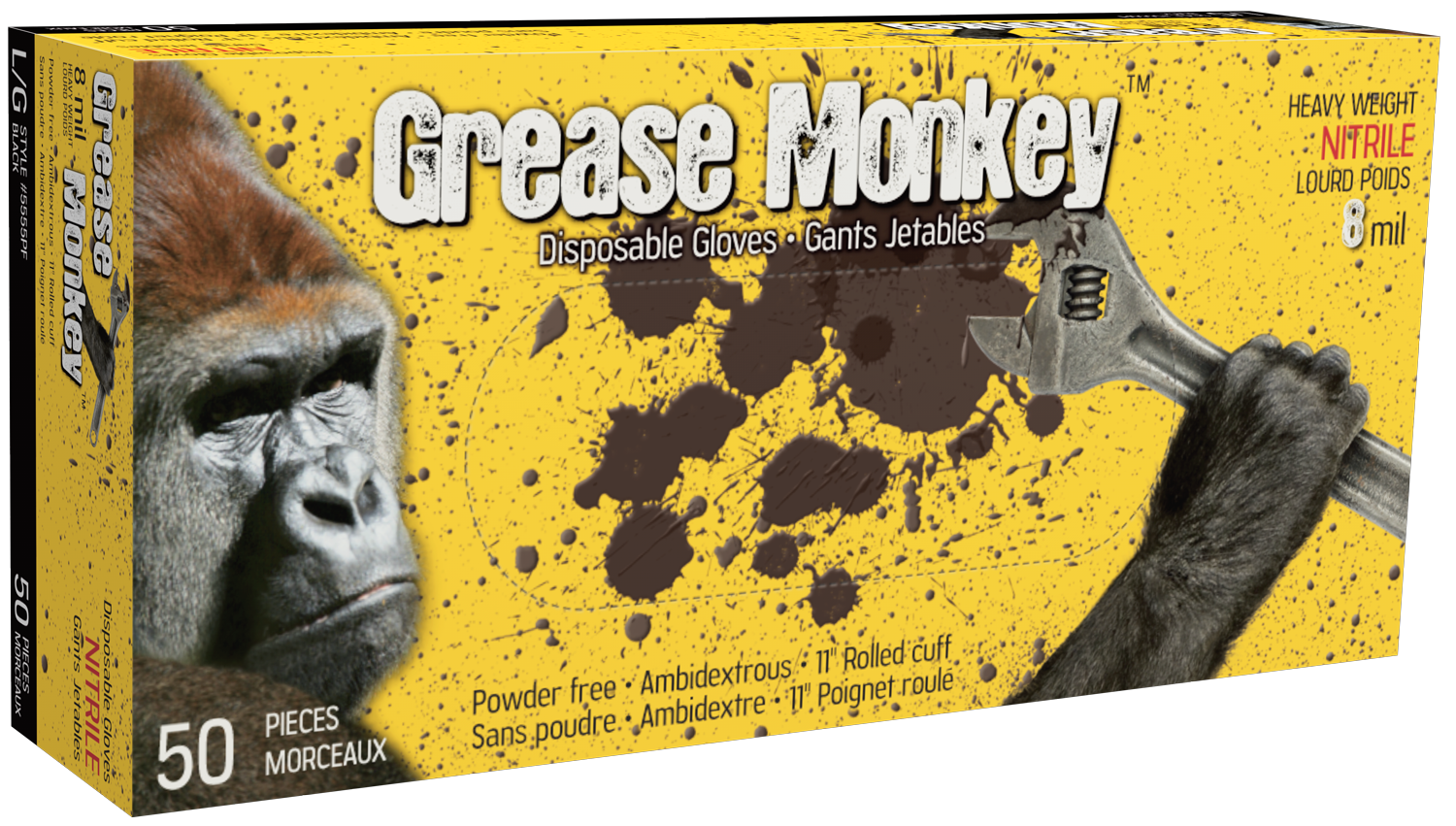(50)GANTS NITRILE NOIR 8mil GRAND - Récréashop