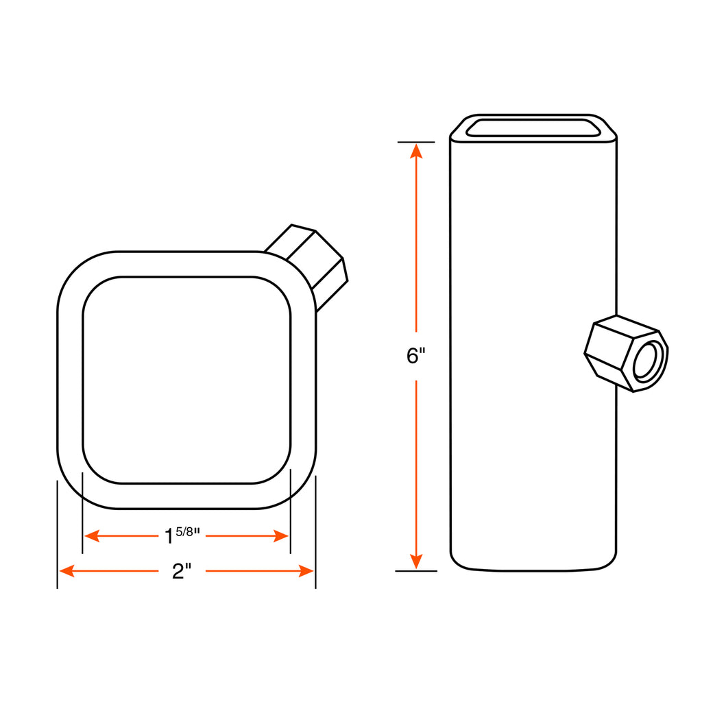 Bloc 2" x 2" pour pied stabilisateur écrou 1/2"-13 - RecreaShop