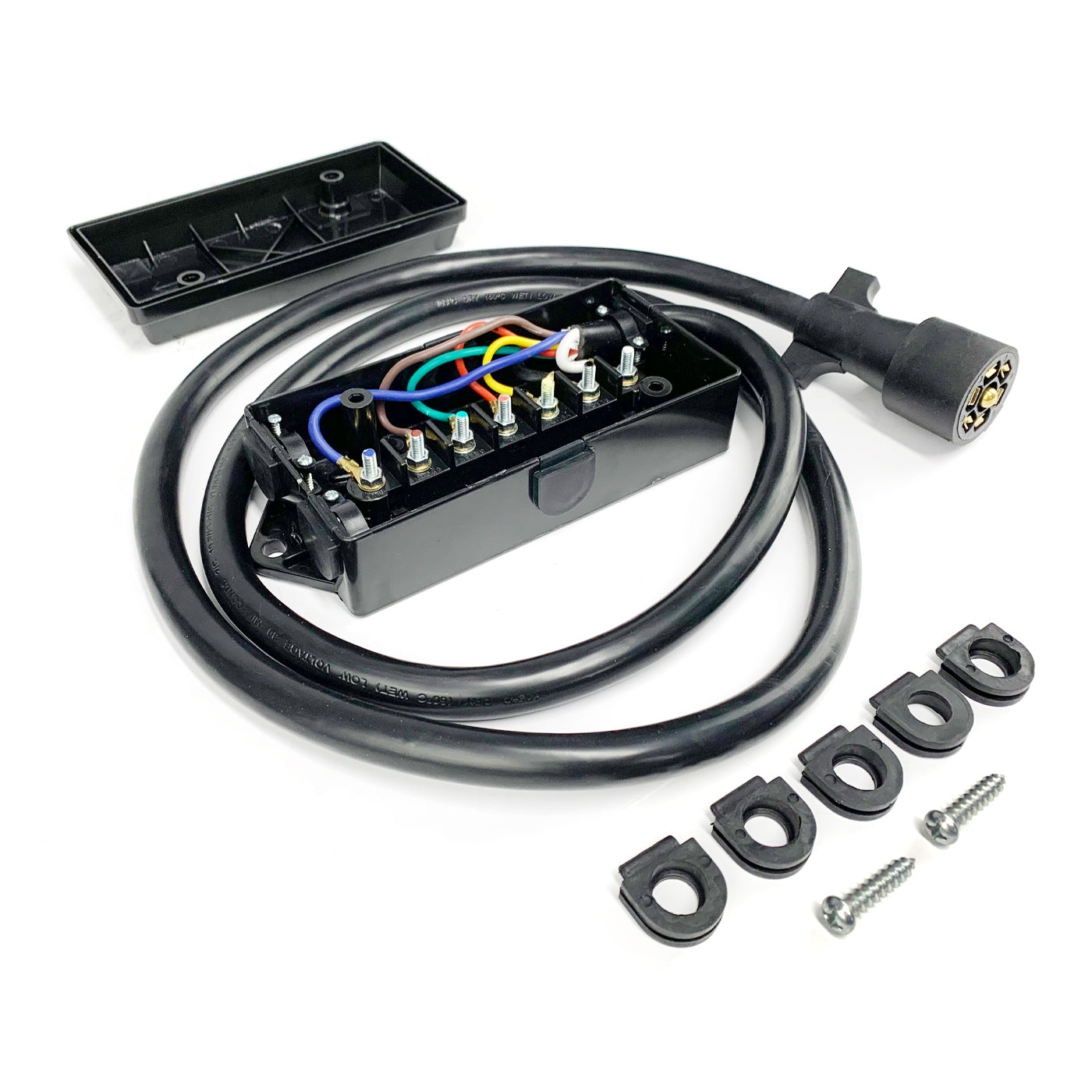 Connecteur 7 brins 2/10 GA, 1/12 GA et 4/14 GA, fil 6' HD (remorque) et boîte de jonction 7 pôles SMARTOW - RecreaShop