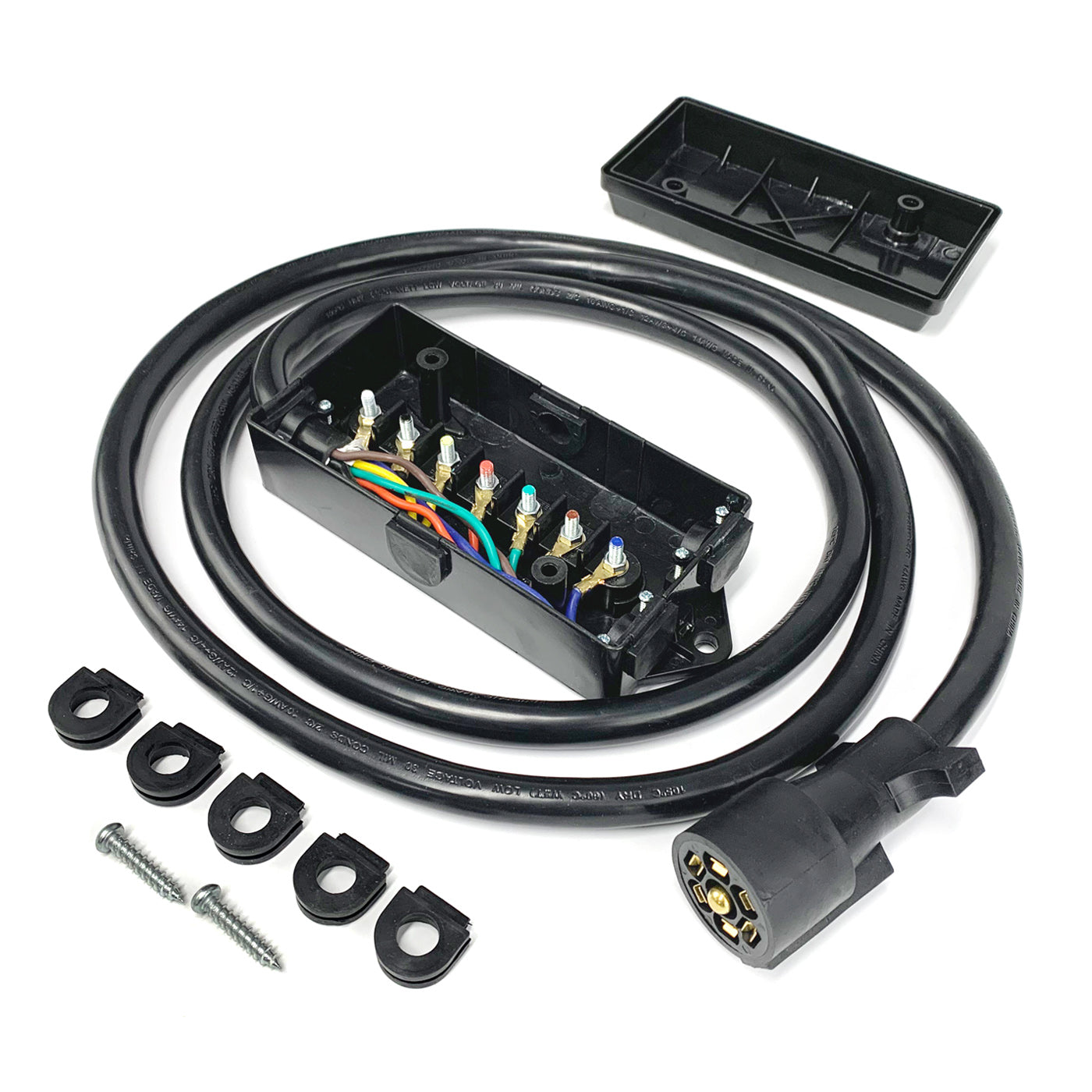 Connecteur 7 brins 2/10 GA, 1/12 GA et 4/14 GA, fil 8' HD (remorque) et boîte de jonction 7 pôles SMARTOW - RecreaShop