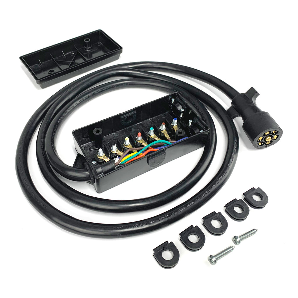 Connecteur 7 brins 2/10 GA, 1/12 GA et 4/14 GA, fil 8' HD (remorque) et boîte de jonction 7 pôles SMARTOW - RecreaShop