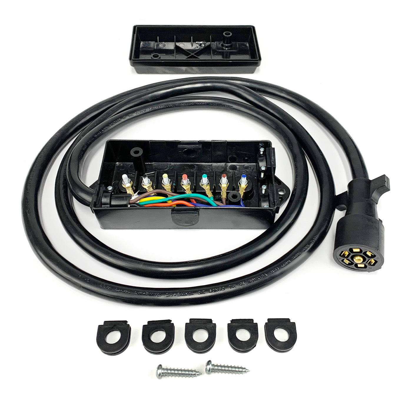 Connecteur 7 brins 2/10 GA, 1/12 GA et 4/14 GA, fil 8' HD (remorque) et boîte de jonction 7 pôles SMARTOW - RecreaShop