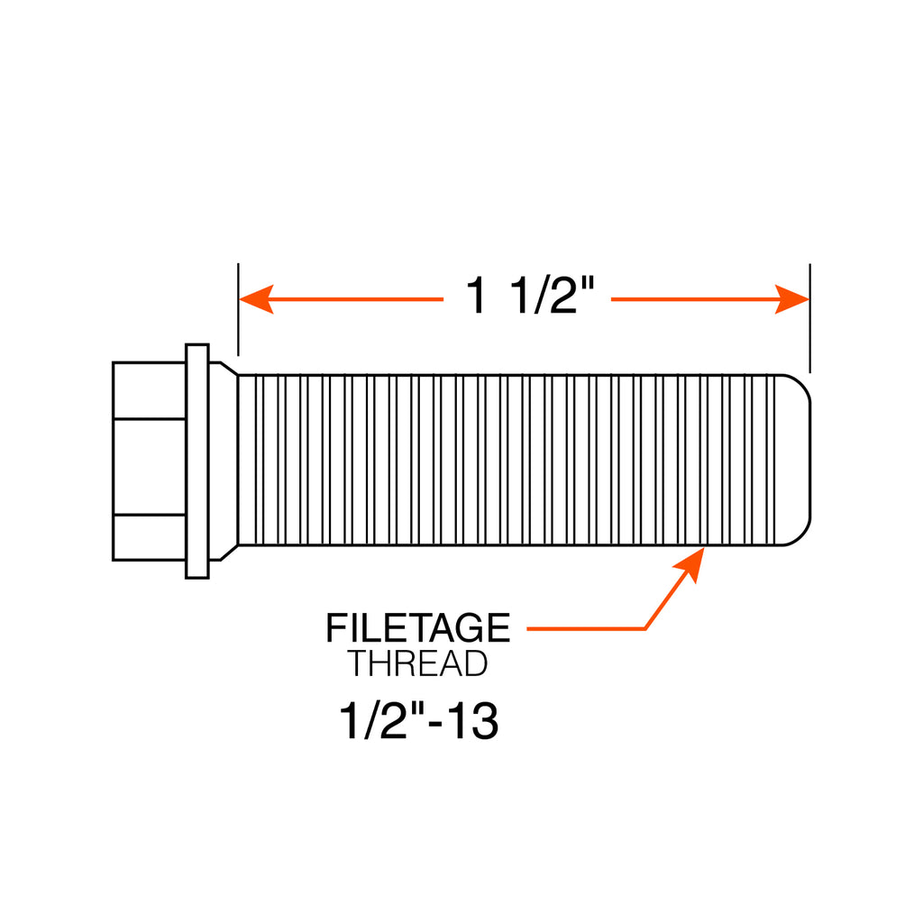 Boulon pour tambour 1/2"-13 x 1 1/2" 10K-16K - RecreaShop