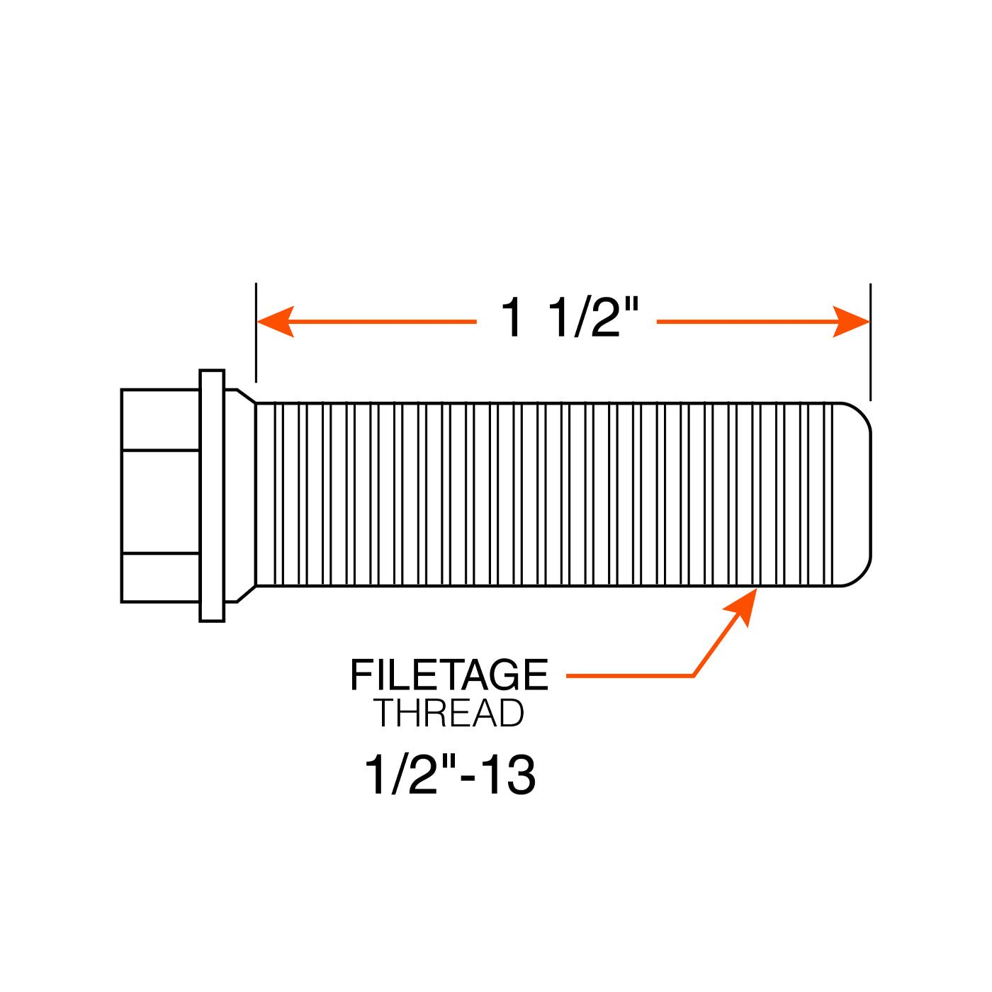 Boulon pour tambour 1/2"-13 x 1 1/2" 10K-16K - RecreaShop