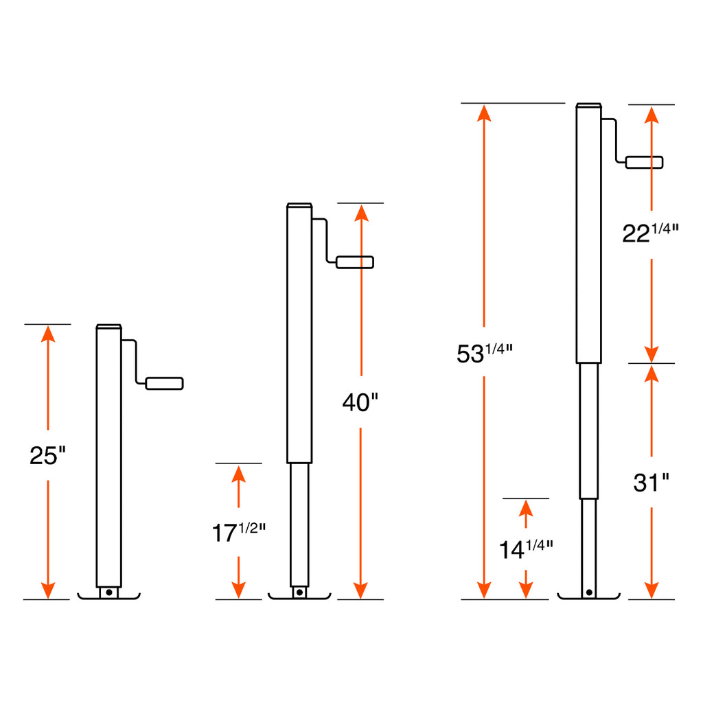 Vérin ajustable 7K 15" zinc poignée de côté RAM - RecreaShop
