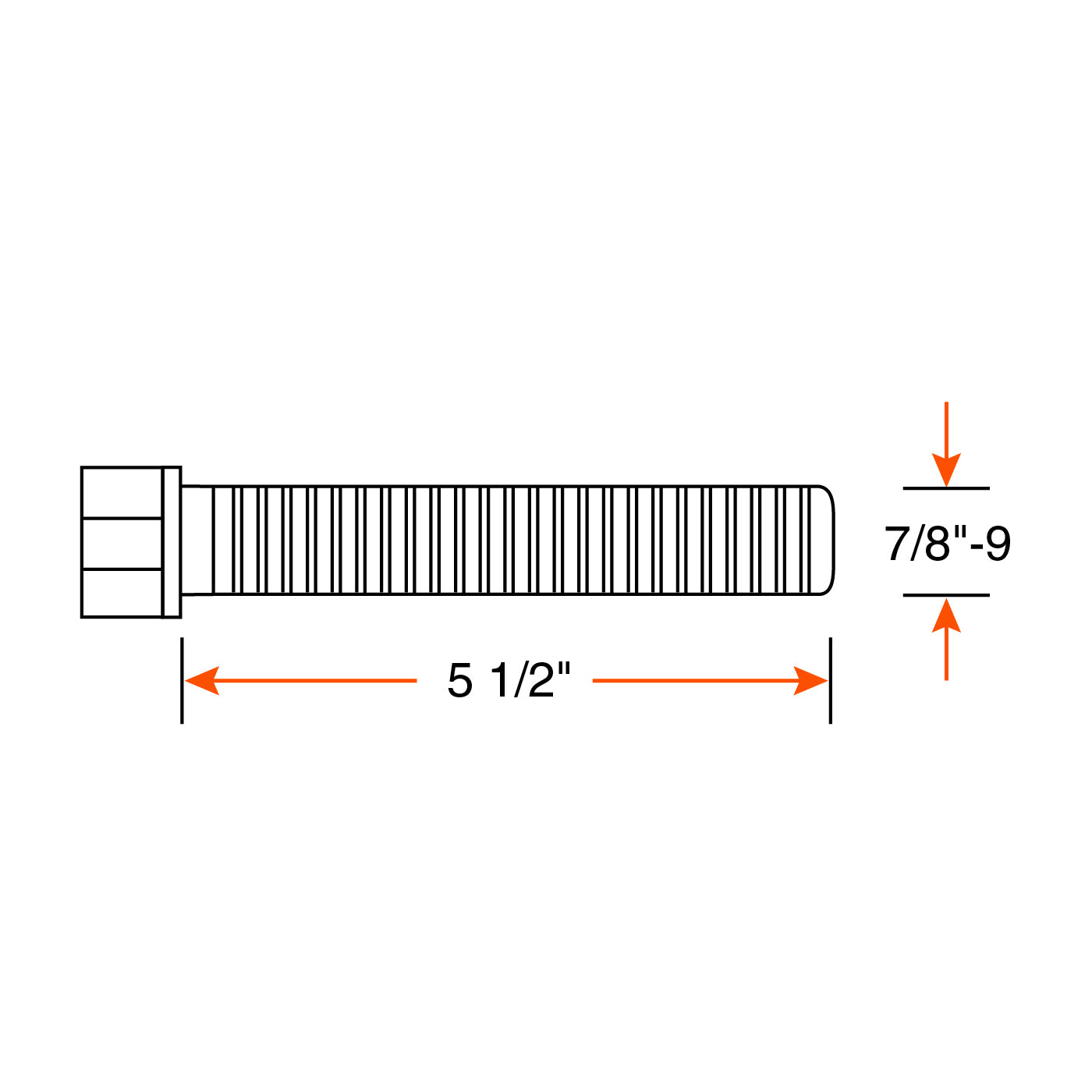 Boulon 7/8"-9 x 5 1/2" NC grade 8 zinc SMARTOW - RecreaShop