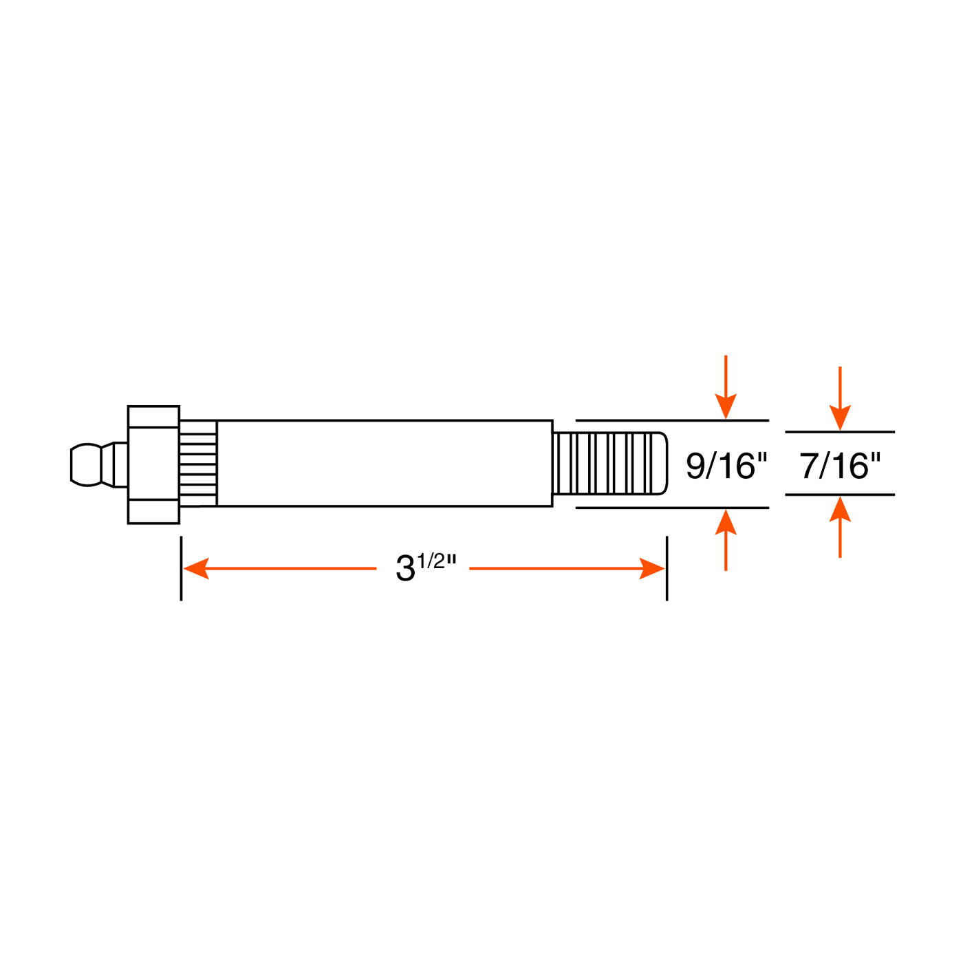 Boulon graissable 9/16" x 3 1/2" (écrou 7/16" non-inclus) - RecreaShop