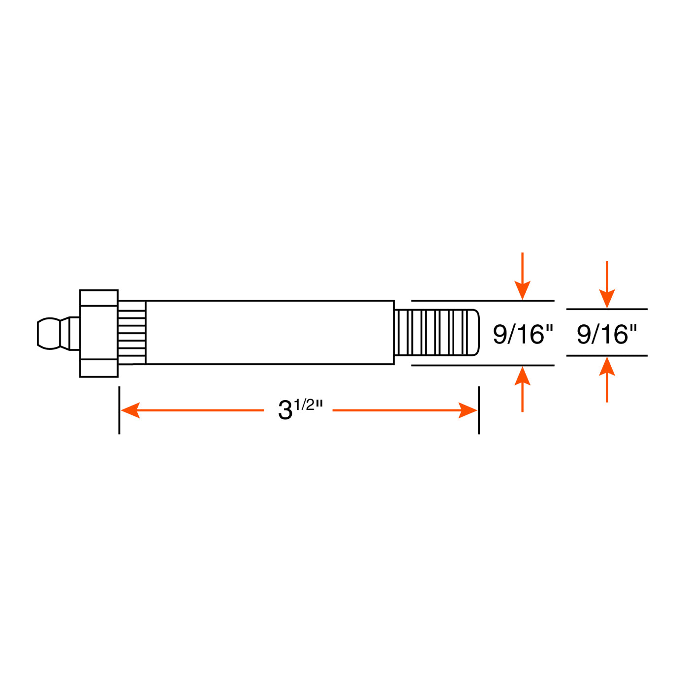 Boulon graissable 9/16"-18 x 3 1/2" (écrou 9/16" non-inclus) - RecreaShop
