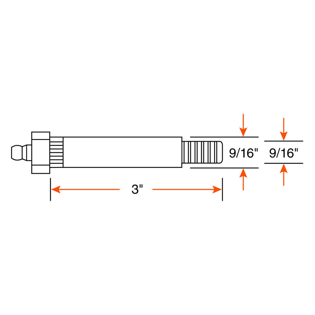 Boulon graissable 9/16"-18 x 3" (écrou 9/16" non-inclus) - RecreaShop