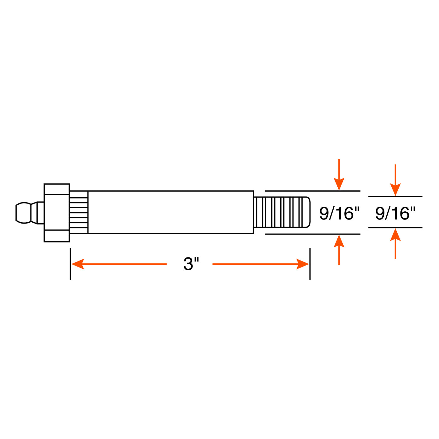 Boulon graissable 9/16"-18 x 3" (écrou 9/16" non-inclus) - RecreaShop