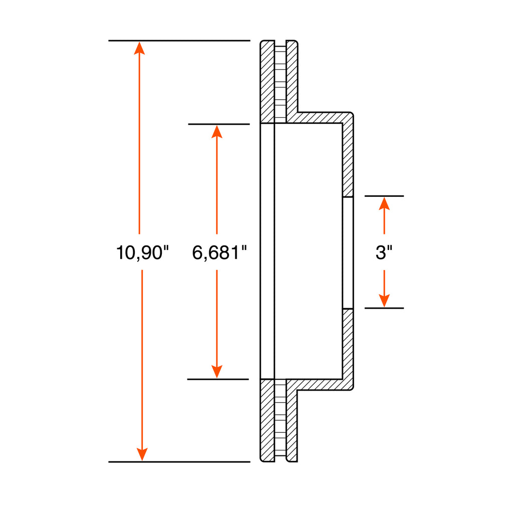 Disque 10,90" 5 trous 1/2" 3,5K E-coated KODIAK - RecreaShop