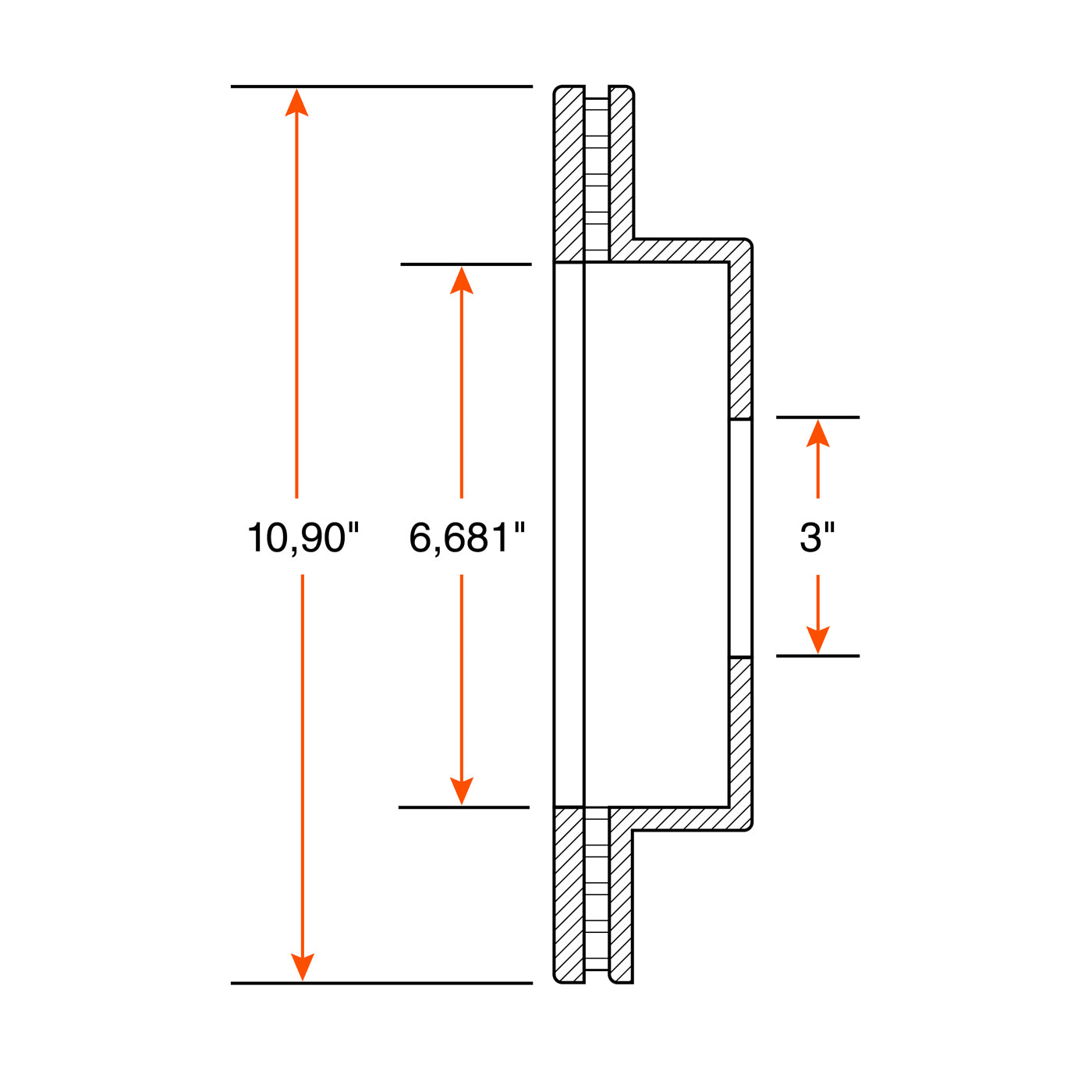 Disque 10,90" 5 trous 1/2" 3,5K E-coated KODIAK - RecreaShop