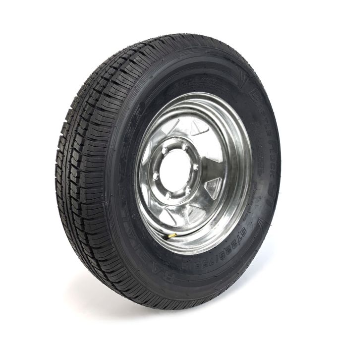 Pneu radial 225/75R15 8 plis LRD 2540 lbs Castle Rock et jante 15" 6 trous galvanisée - Récréashop