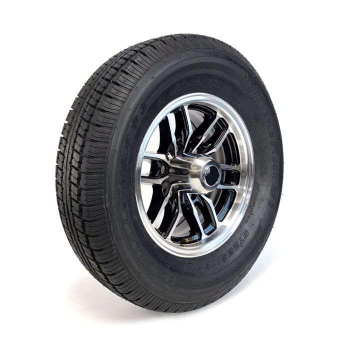 Pneu radial 225/75R15 8 plis LRD 2540 lbs Castle Rock et jante 15" 6 trous aluminium noir Osprey - Récréashop