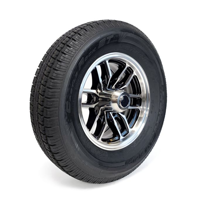 Pneu radial 225/75R15 10 plis LRE 2830 lbs Castle Rock et jante 15" 6 trous aluminium noir Osprey - Récréashop