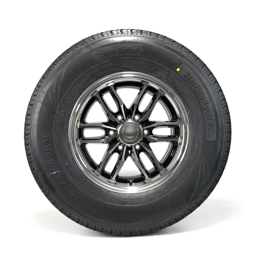 Pneu radial 235/80R16 10 plis LRE 3520 lbs Castle Rock et jante 16" 6 trous aluminium noir Osprey - RecreaShop