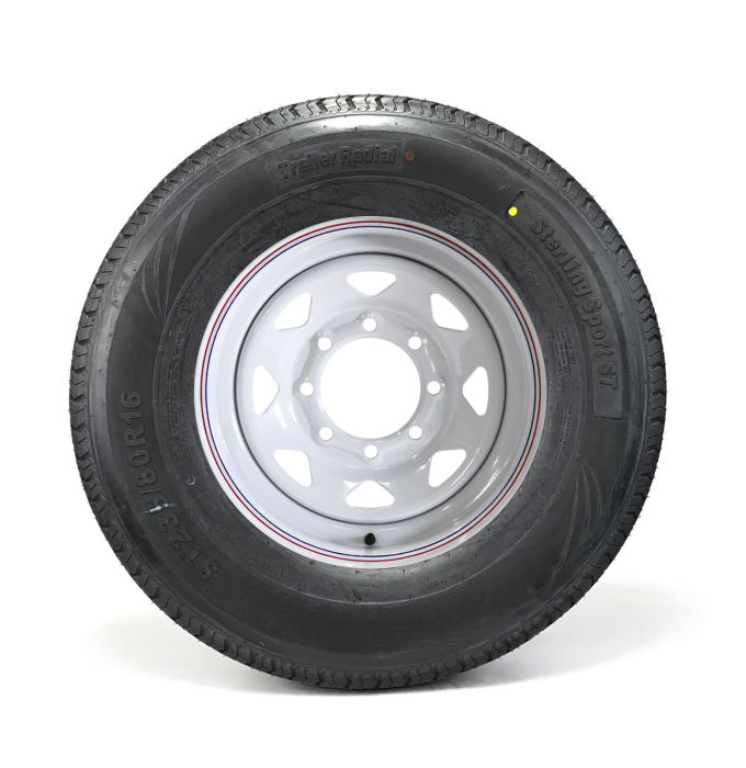 Pneu radial 235/80R16 10 plis LRE 3520 lbs Sterling et jante 16" 8 trous rally - Récréashop