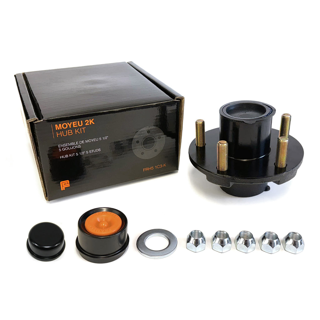 Moyeu 5 goujons 1/2" B.C. 4,5" 2K cône 1" bouchon 1445 assemblé et graissé complet (en boîte) FRAMECO - RecreaShop