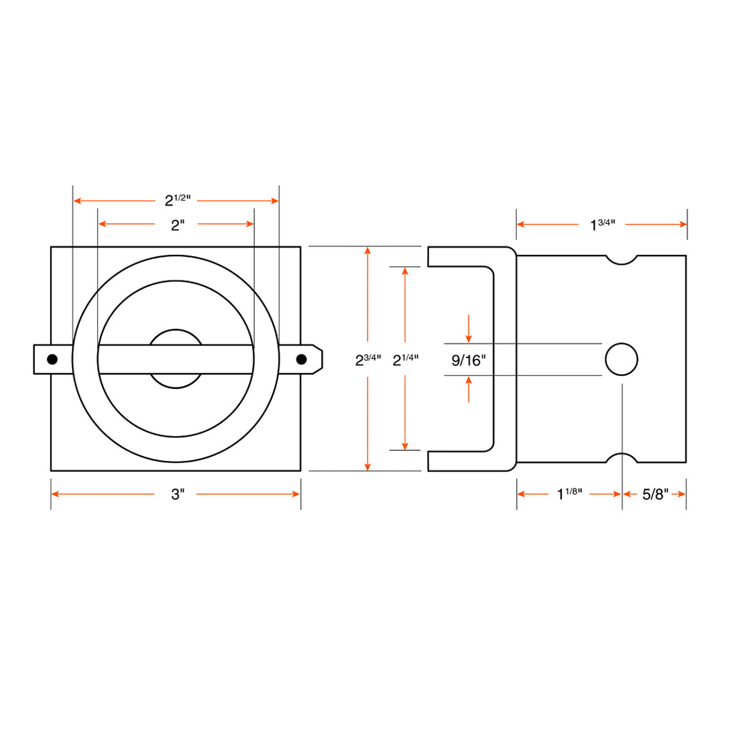 Pivot de montage pour vérin plaque 2,25" - RecreaShop