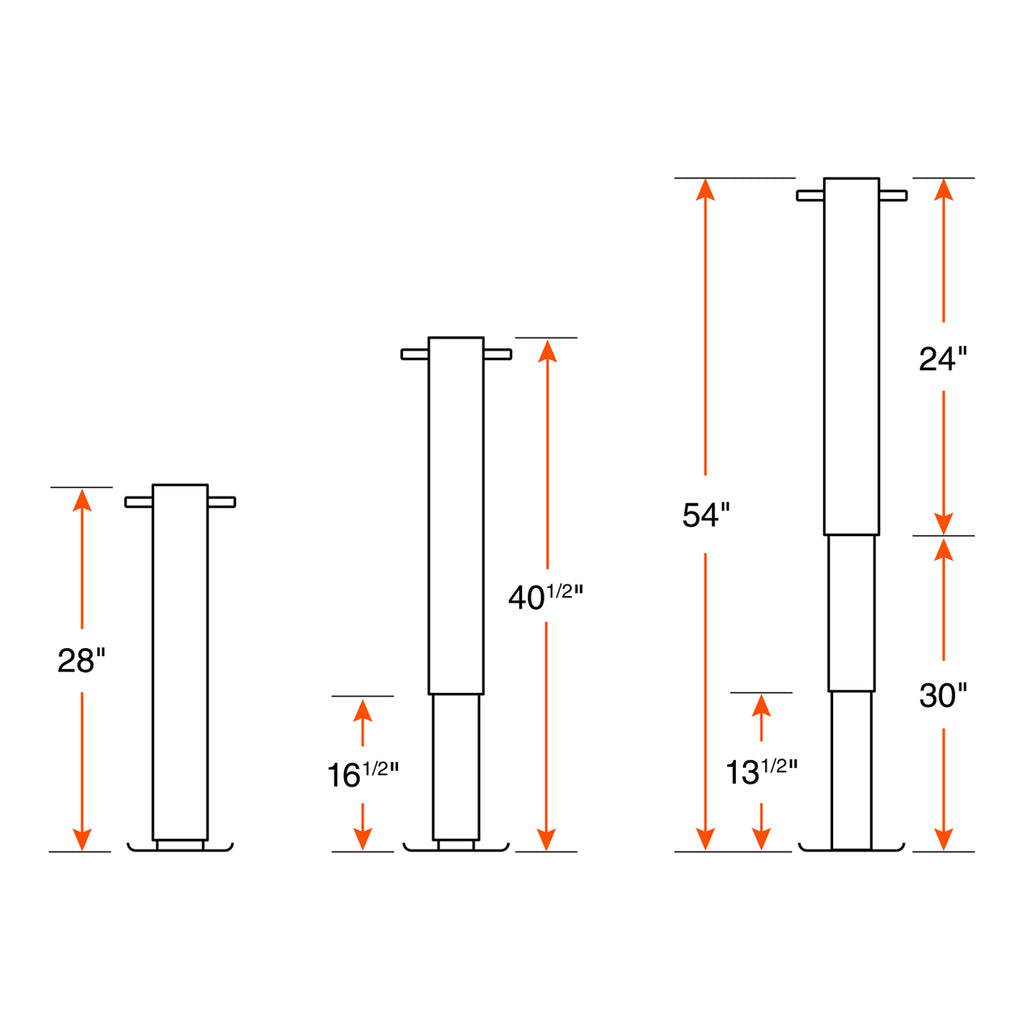 Vérin ajustable 12K 12 1/2" zinc poignée de côté avec base renforcie et plaque de fixation RAM - RecreaShop