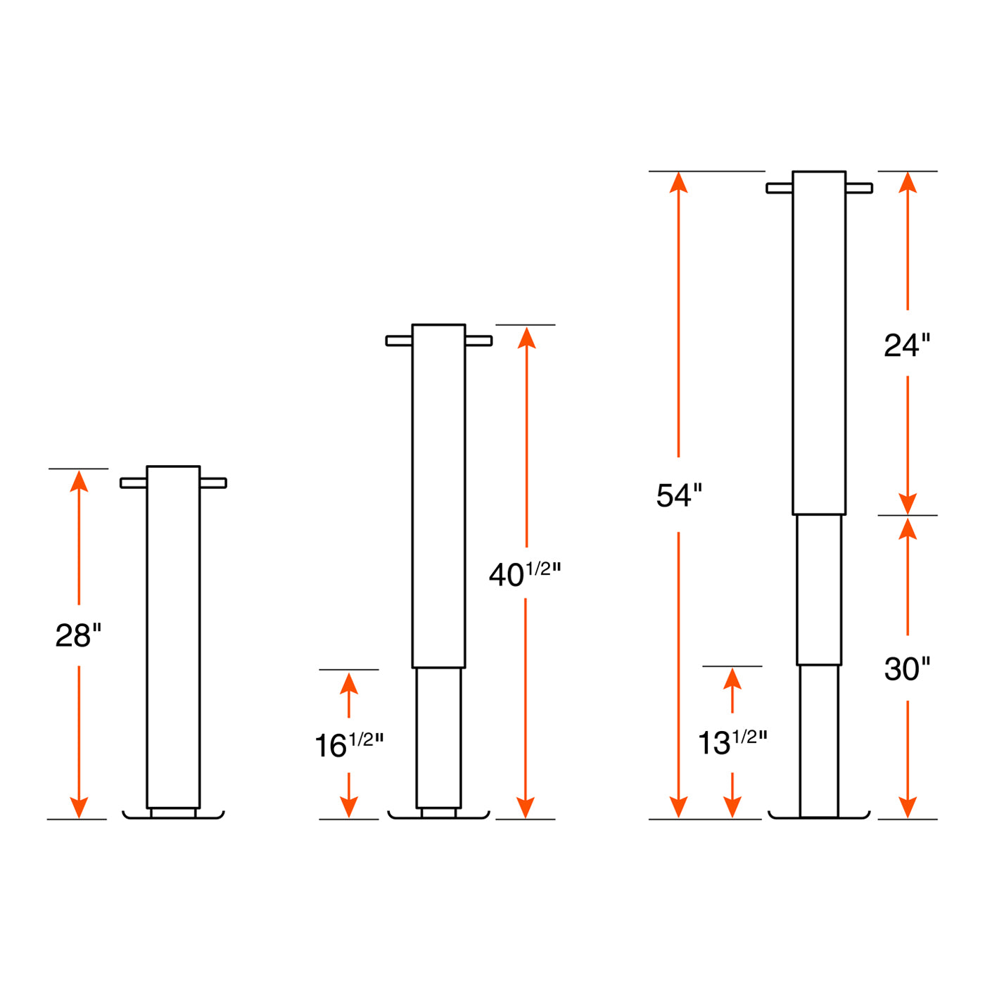 Vérin ajustable 12K 12 1/2" zinc poignée de côté avec base renforcie et plaque de fixation RAM - RecreaShop