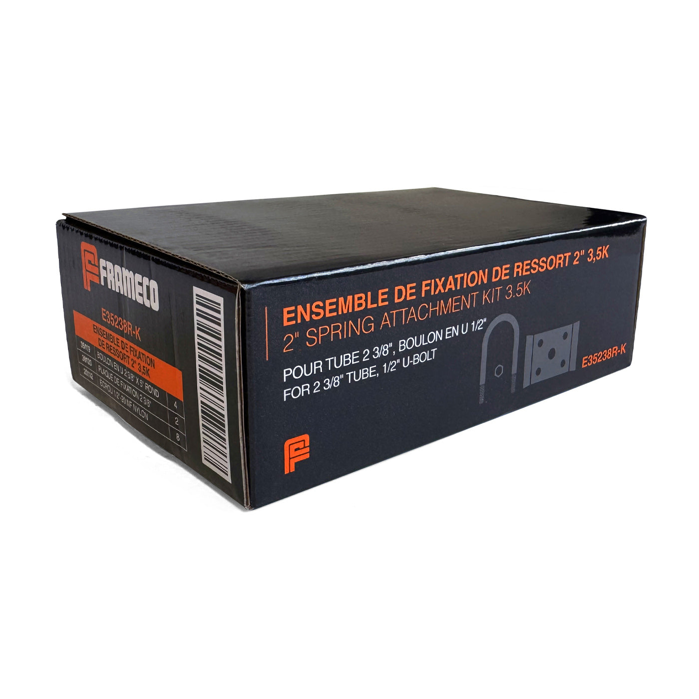 Ensemble de fixation de ressort 2" pour essieu 3,5K tube 2 3/8" (en boîte) FRAMECO - RecreaShop