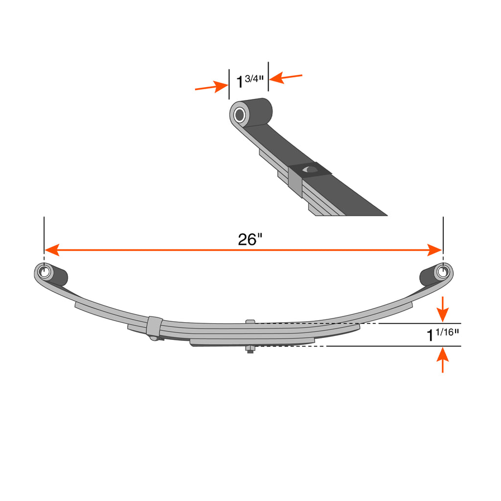 Ressort à 2 yeux 4L 1000 lbs 26" x 1 3/4" UNA-124 - RecreaShop